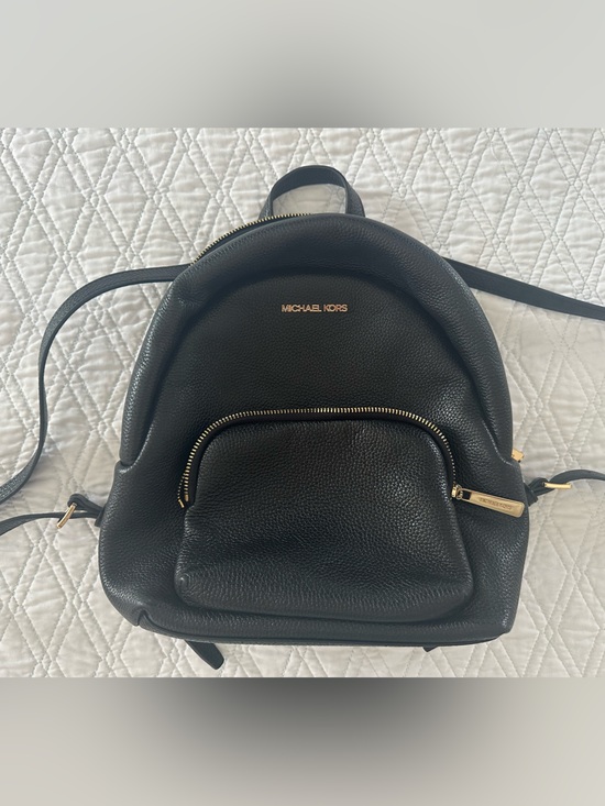 Michael Kors Handbags - MICHAEL KORS Black Pebble Leather Mini Backpack with Gold Accents